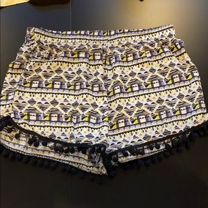 Pom Pom shorts, lime green/ yellow and black